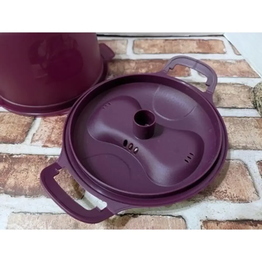 Tupperware Microwave Rice Grain Maker Cooker Steamer 3 Piece Set Purple 2.2L